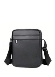 saroxi 1pc Men s PU Leather Square Shoulder Bag Casual Crossbody Bag With Side Pocket Summer Casual Messenger Bag Versatile Scratch Resistant For Commuting Simple Style Black Bag Gift For Boyfriend Hu