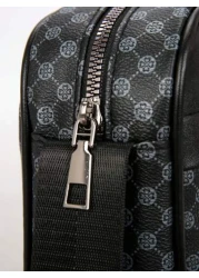 New Black PU Printed Sophisticated Men Sling Bag Dark Style Small Pouch Bag For Business Commute Travel Phone Holder Fashion Casual Outdoor Fitness Cycling Street Shoulder Bag Gift Adjustable Strap Zi