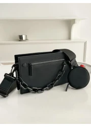 Simple Solid Color Fashionable 2Pcs Set Shoulder Bag Crossbody Bag Sling Bag Side Bag Square Bag Box Bag With Mini Coin Purse For Travel Vacation Business Casual School Waterproof Valentines Gift Slin