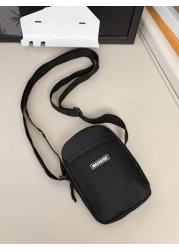 1 Pc Mini Mesh Front Pouch Decor Nylon Men s Shoulder Bag Casual Crossbody Bag For Shopping Travel Holiday Gift