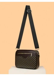 Men s Casual Checkered Shoulder Bag New Korean Leather Crossbody Bag Fashionable Small Square Bag Brand Splicing Small Backpack