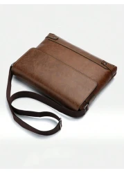 Men s Four Seasons Soft PU Brown Flap Crossbody Bag Shoulder Bag Suitable For Shopping Casual Men At Work Crossbody Bag Sling Bag Shoulder Bag Square Bags Messenger Bags Multifunctional Water Proof Pa