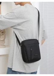 حقيبة كتف قماشية متعددة الجيوب للرجال، أحادية اللون (بزخارف معلقة)، حقيبة رجالية بأسلوب الشارع، حقيبة تتنقل،