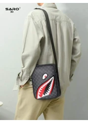 Men s Slanted Shoulder Bag With Side Pocket Crossbody Bag Shoulder Bag Square Bag Multi Function Suitable For Commuting PVC Casual Bag Simple Style Black Floral Gift For Men Boyfriend Luxury Bags