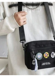 Men s Decorative Badge Alphabet Pattern Square Bag Strap Pendant Crossbody Bag Sling Bag Shoulder Bag Side Bag Square Bag For Holiday School Bag For College Students Summer Gifts Old Money Christmas T