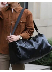 Fashion Soft Leather PU Large Capacity Duffel Bag Dry And Wet Separation Travel Bag Independent Storage Shoes Fitness Bag Multi Function Boarding Bag Necessary Mommy Bag With Children Suitable For Sch