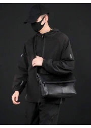 New Men s Commuter One Shoulder Diagonal Crossbody Bag Lightweight PU Soft Leather Small Bag Minimalist Design Foldable High End Handbag