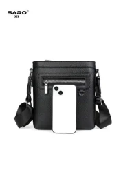 حقيبة كروس بودي متعددة الاستخدامات للرجال، حقيبة كتف من جلد البولي يوريثان قوية مع جيوب جانبية، تصميم بسيط وأ