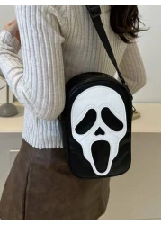 حقيبة كروس بو جلدية مع سحاب للتخزين الخارجي لعيد الهالوين