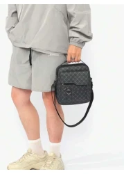 Men s Geometric Pattern Printing Square Crossbody Bag Stylish Single Shoulder Bag Small Messenger Bag For Father s Day Gift Geometric Pattern Printing Office Travelling