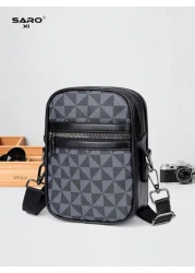 1pc Retro Men s Shoulder Bag Side Pocket Messenger Bag Casual Crossbody Bag Multi Functional For Commute PVC Black Simple Design Gift For Boyfriend Fashion