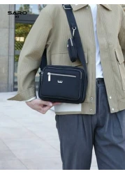 saroxi حقيبة كتف رجالية قطعة واحدة ، حقيبة رسول ذات جيب جانبي ، حقيبة متداخلة ، حقيبة مربعة ، متعددة الوظائف ، مقا