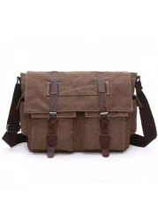 Vintage Leisure Cross Body Bag Messenger Bag With Shoulder Strap Multi Functional For Laptop Satchel Classic Briefcase For Commute Work Lightweight Anti Theft Gift For Father Husband Gift Shoulder Bag