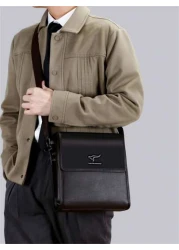 حقيبة جلد PU كتف متقاطعة موضة ، سعة كبيرة ، حقيبة كتف للعمل والسفر والأوقات الحرة ، مناسبة للذكور ، حقيبة كتف عم