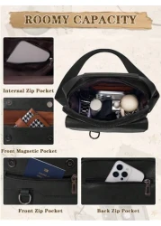 NEWHEY حقيبة كتف رجالية ، حقيبة جلد PU متقاطعة جديدة ، حقيبة يد رأسية جلد PU رجعية محمولة ، حقيبة كتف للعمل ، هدية عي