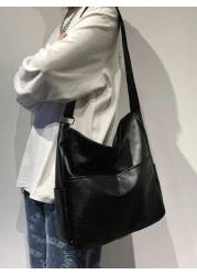 PU Dual Pocket Solid Color Simple Messenger Bag For Men Casual Daily Use Christmas Gifts Winter Christmas Men Bag Sling Bag Cross Body Bag Gifts Thanksgiving Fall Travel Purse Holiday Tote Bag Sports