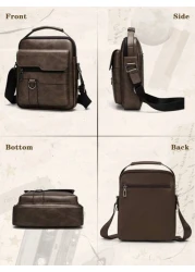 حقيبة كروس بادي رجالية قابلة للقلب، حقيبة كتف من جلد PU مقاوم للماء، حقيبة كتف مضادة للسرقة خفيفة الوزن للعمل و