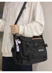 High School Students University Freshman Multifunctional Sling Bag Shoulder Bag Casual Bag Men Letter Graphic Buckle Decor Crossbody Bag Handbag Schoolbag For Travel College Outdoors Hiking Hiking Lar