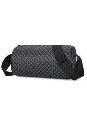 حقيبة دلو مطبوعة بنمط المربعات من البولي يوريثان، حقيبة كتف محمولة متعددة الاستخدامات مناسبة للعمل والتسوق و