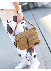  Vintage Canvas Messenger Vintage Style Canvas Messenger Bag Adjustable Strap Multiple Pockets Large Capacity Daily Commute Shoulder Bag Zipper Color Random