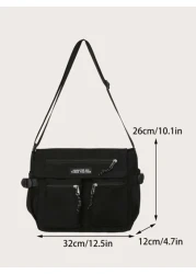 High School Students University Multifunctional Sling Bag Shoulder Bag Casual Bag Men Letter Detail Multi Compartment Crossbody Bag Schoolbag For Travel Large Capacity Multi Functional Fashionable Vac