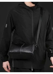 New Men s Commuter Shoulder Messenger Bag Lightweight PU Soft Leather Small Bag Minimalist Sophisticated Pillow Bag