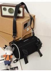 Letter Graphic Bucket Bag With Bag Charm Casual Crossbody Bag Sling Bag Shoulder Bag Side Bag Square Bag For Holiday Travel Essentials School Bag For College Students Summer Gifts For Boyfriend Colleg