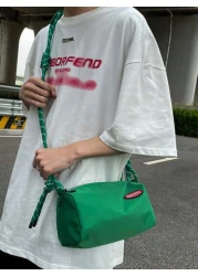 Men s Casual Fashion Diagonal Shoulder Bag Green Nylon Adjustable Strap Streetwear Style No Prints Hand Wash Or Dry Clean Suitable For Outdoor Wear