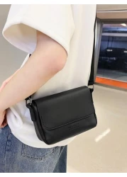 حقيبة كروسبودي بنمط أعمال رجالي بطبعة حرفية بسيطة مع غطاء جلد ، حقيبة كاجوال للكتف ، حقيبة جانبية ، حقيبة معلق