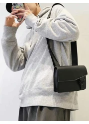 peach tree 1pc Casual Minimalist Solid Color Adjustable Strap Outdoor Travel Holiday Flap Cover Water Resistant Lightweight PU Crossbody Bag Unisex Design From Peach Tree Christmas Men Bag Vacation Tr