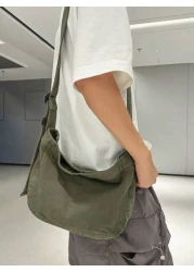 1pc Men Canvas Crossbody Bag Large Capacity Shoulder Bag Casual Minimalist Solid Color Mini Crossbody Bag Suitable For Gifts On Halloween Christmas Valentine s Day Autumn Winter School Supplies