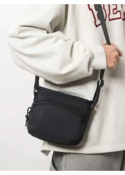 New Fashion Simple Solid Color Adjustable Strap Men s Shoulder Bag Outdoor Casual Sports Cycling Fitness Portable Messenger Bag Suitable For School Commuting And Small Items