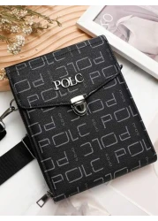 POLC Business Floral Print Men s Messenger Bag For Commuting Fashion Letter Flap Small Card Holder Phone Pouch PU Leather Large Capacity One Shoulder Bag Hanging Bag Small Square Bag Double Zipper Pho