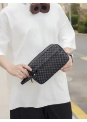 قطعة واحدة (9.8 بوصة * 5.5 بوصة * 3.6 بوصة) حقيبة رجالية عصرية للاحتفاظ بالأغراض الشخصية، حقيبة معصم، متعددة الجيوب،