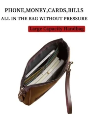 KAIDUCH Men s Fashion Minimalist Large Capacity Clutch Bag Soft Leather Wallet Phone Holder Zipper Lock Long Handbag