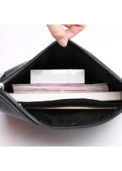 Men Clutch Bag Handbag Wristlet Bag Waterproof Portable Lightweight For College Business Travel Pu Leather Business Simple Style Fashion Streetwear For Boys College Student Gift Commute Undergraduates