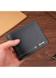 Men s Short Wallet Casual Fashionable Lightweight Leather Purse Youth Large Capacity Card Holder Coin Pocket Summer Dad Freshman For Books Multi Functional Dorm University Gifts Fall Christmas Scream