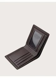 Men Letter Graphic Small Wallet Credit Card Small ID Window Bi Fold Men Wallet Dad Gifts Mini Leather Bi Fold ID Card Cash Minimalist Fashion Modern Business Anniversary On Valentine Day For Birthday