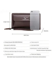 Leather Men s Clutch Wallet Men s Business Password Lock Wallet Anti Theft Clutch Wallet With Phone Stand Handle Bag Travel Bag Coffee Color