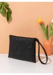 حقيبة يد مزخرفة بنقشة جلدية، حقيبة معصم بسيطة، حامل بطاقات سعة كبيرة، متعددة الاستخدامات للاستخدام اليومي وا