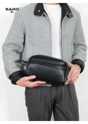 saroxi Men s Large Capacity Fashionable Casual Handbag Wristlet Pouch High End Elegant Portable For Work Travel Suitable For Young Office Workers Students A Great Gift Choice For Men Pillow Bag Men