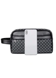 Men s PU Leather Handbag Wallet Business Wrist Bag Anti Theft Clutch Bag Mobile Phone Bag Travel Toiletry Kit Shaving Supplies Organizer