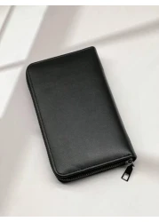 حقيبة جلد معالج طويلة بسوستة ، هدايا موضة حقائب كاجوال فاخرة في فصل الشتاء والميلاد، حقيبة يد رجالية بسوستة ،