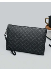 PU Leather Printed Clutch Bag Handheld Bag Wristlet For Men