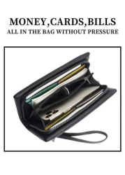 HOVI S Fashionable Minimalist Long Wallet Zipper Wallet Multi Functional Business Portable Multi Card Slots Phone Bag Clutch Purse Young People Coin Purse Card Holder Men Women Wallets Unisex Clutch