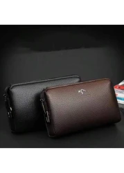 Leather Men Clutch Bag Wallet Business Men Password Lock Wallet Theft Proof Handbag With Cell Phone Holder Travel Bag Coffee Color School Bag Commute Freshmen High School College Dorm Practical Gifts