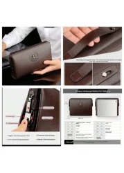 Leather Men s Clutch Wallet Men s Business Password Lock Wallet Anti Theft Clutch Wallet With Phone Holder Travel Bag Coffee Color Durable