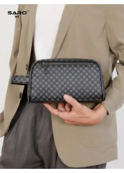 saroxi حافظة يد/معصم ذات سعة كبيرة للرجال، موضة عصرية للسفر والرحلات الخارجية، تخزين كبير محمول، بتصميم بسيط وأن