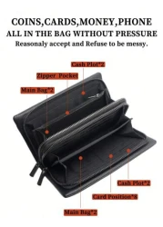 HOVI S Classic Solid Color Retro Clutch Bag Simple Business Large Capacity Lightweight Waterproof Men s Daily Commuting Mobile Phone Bag