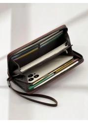 HOVI S Fashion Retro Minimalist Long Wallet Spacious With Multiple Card Slots Business Commute Zipper Wallet For Men Christmas Gifts Gift Thanksgiving Vintage Gifts For Men Wristlet Keychain Wallet Tr